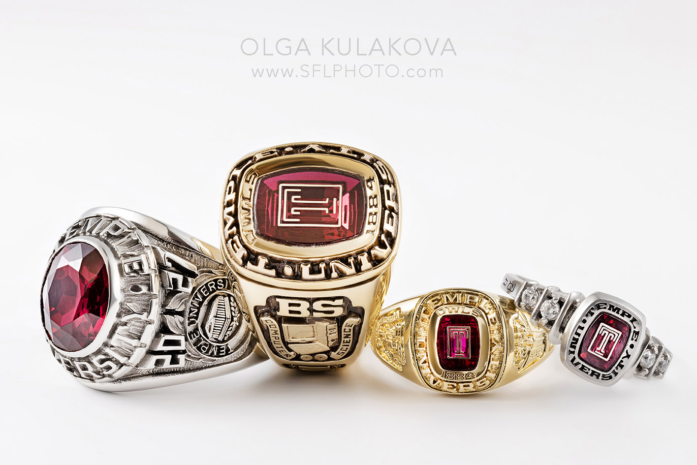 Jewelry photography of graduation rings for BALFOUR brand